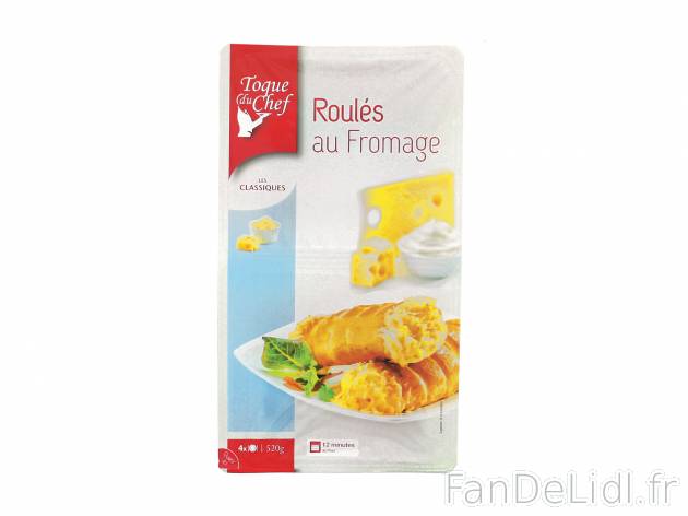 4 roulés au fromage , le prix 1.79 € 

Caractéristiques

- Transformé en ...