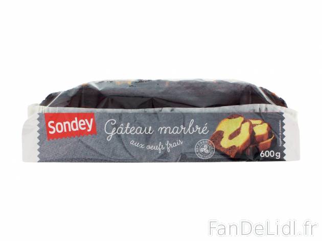 Gâteau marbré , le prix 1.39 €  
-  Aux œufs frais
-  Fabriqué en Bretagne 