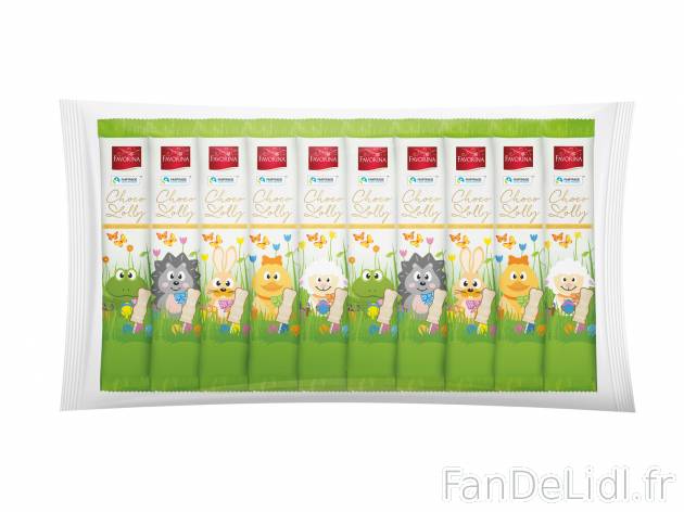 10 sucettes au chocolat , le prix 1.09 € 
- Au choix : chocolat au lait ou chocolat ...
