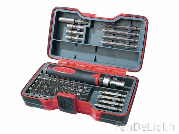 Set d’embouts et cliquet , prezzo 9.99 € per Le set 
- 53 pièces 
- En acier ...