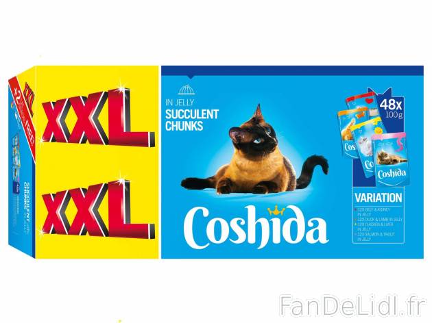 Bouchées pour chat , le prix 9.99 €  
-  Inédit chez Lidl