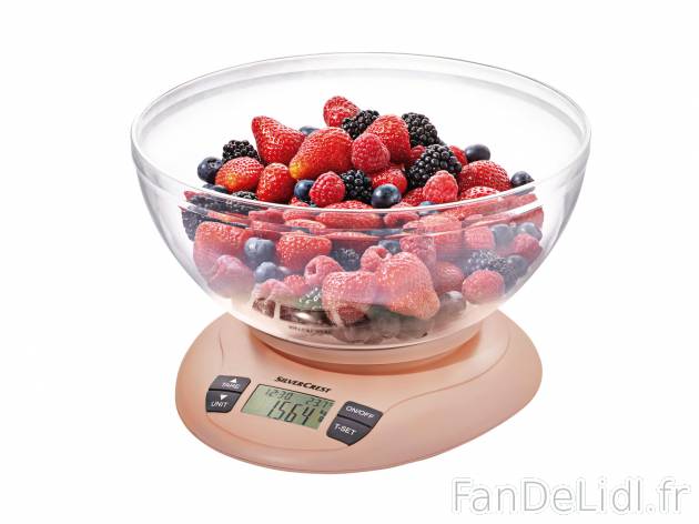 Balance de cuisine , le prix 9.99 € 
- Bol amovible
- Écran LCD et commandes
- ...