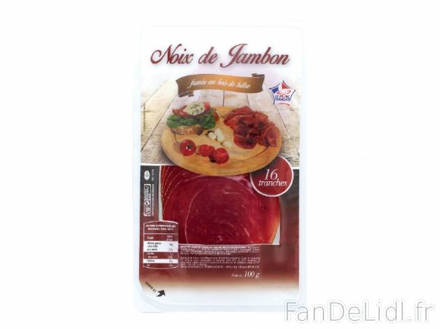 Noix de jambon fumé , prezzo 1.79 € per 100 g, 1 kg = 17,90 € EUR. 
- 16 tranches ...