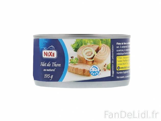 Thon entier au naturel , prezzo 1.05 € per 195 g, 1 kg = 5,38 € EUR.