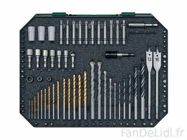 Set de forets, vis et chevilles , le prix 21.99 € 
- 400 pièces
- 6 embouts
Caractéristiques

- ...