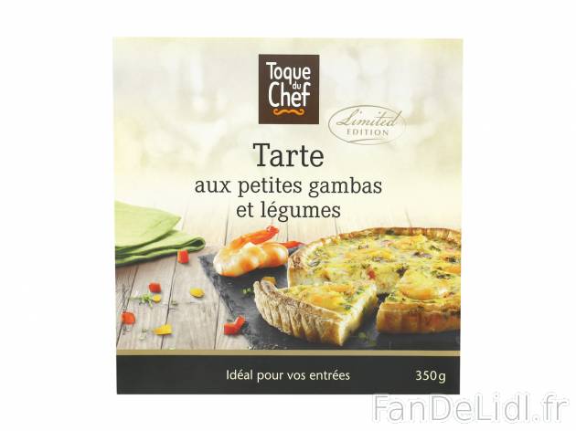 Tarte aux petites gambas et légumes , le prix 2.99 € 

Caractéristiques

- ...