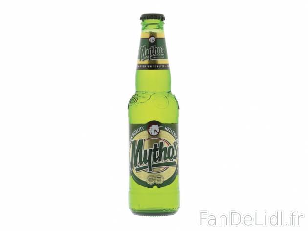 Bière Mythos , prezzo 0.79 € per 33 cl, 1 L = 2,39 € EUR.  
-      4,7 % Vol.