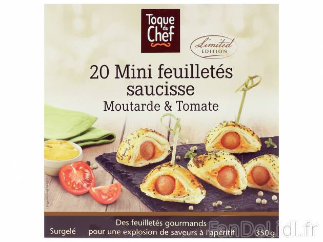20 mini feuilletés saucisse , le prix 3.59 €  

Caractéristiques

- surgelées