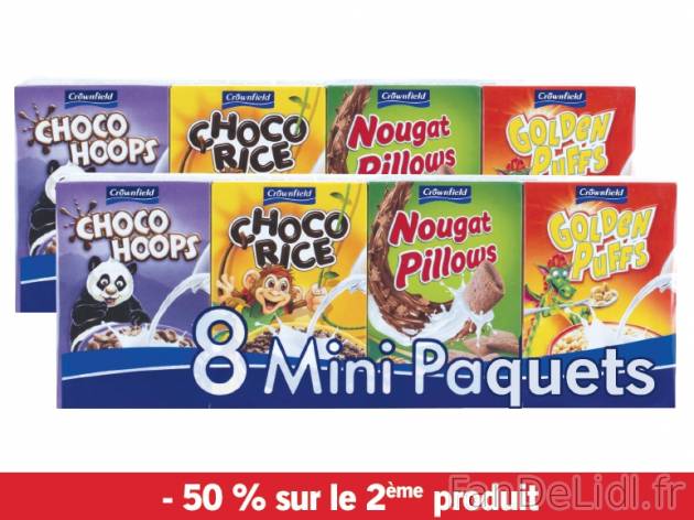 8 mini paquets de céréales , prezzo 2.98 € per Soit le lot de 2 x 250 g, 1 kg ...
