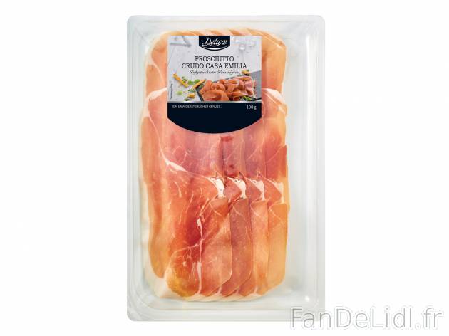Jambon prosciutto crudo casa Emilia , le prix 2.59 € 
- En tranches
- Affiné ...