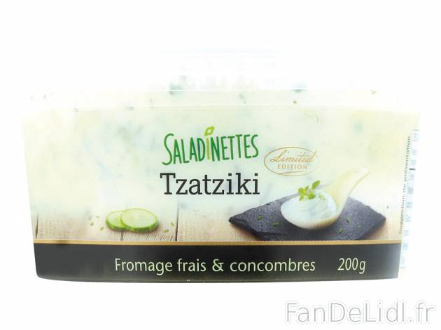Tzatziki , le prix 1.29 € 

Caractéristiques

- Transformé en France
- ...