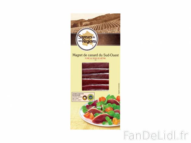Magret de canard IGP fumé du Sud Ouest chez , le prix 3.39 € 
- En tranches
- ...
