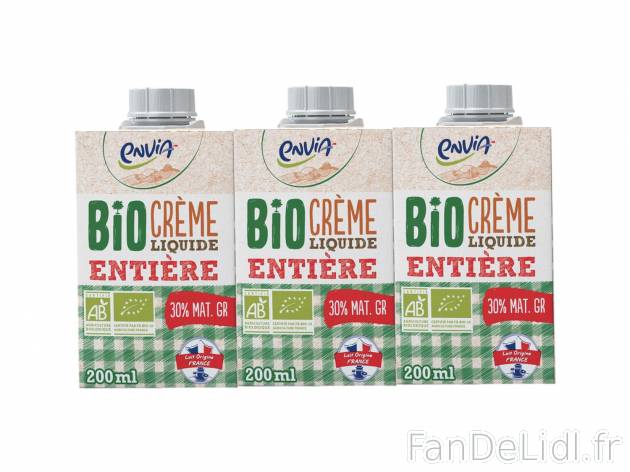Crème liquide enrtière BIO1 , prezzo 2.69 € per 3 x 200 ml 
-  30 % de Mat. Gr.
