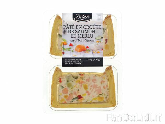 Pâté en croûte de saumon et merlu blanc chez , le prix 2.49 € 
- 2 tranches
Caractéristiques

- ...