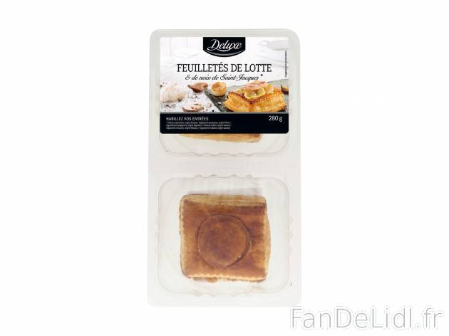 Feuilletés de lotte et noix de Saint-Jacques , le prix 3.99 € 

Caractéristiques

- ...