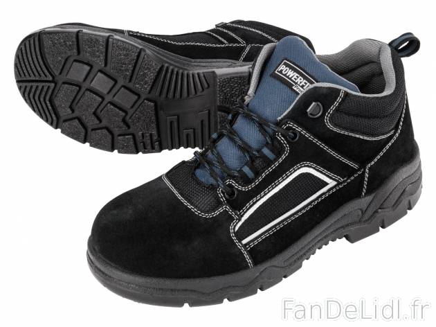 Chaussures de sécurité , le prix 22.99 € 
- Du 41 au 46 selon modèle
- Semelle ...