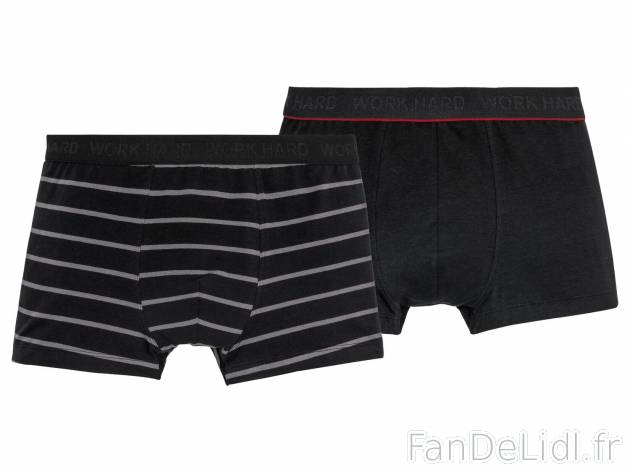 Boxers , le prix 4.99 € 
- Lot de 2
- Du M au XL selon modèle.
- Ex. 95 % ...