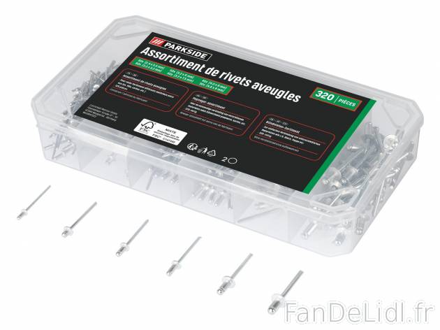 Assortiment de petites pièces , le prix 2.99 € 
- Assortiment de rivets aveugles ...