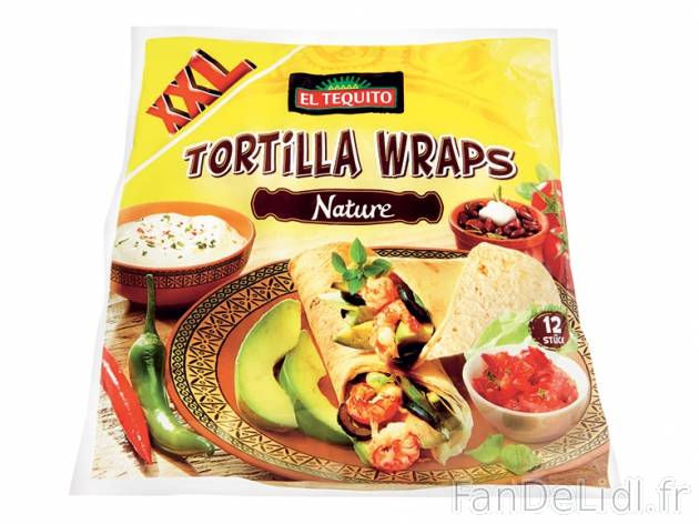 12 tortillas nature , prezzo 0.89 € per 740 g, 1 kg = 2,01 € EUR. 
Dimensions ...