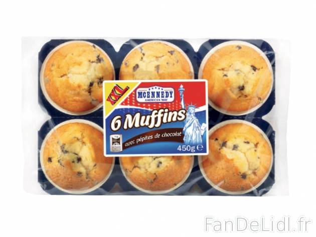 6 muffins aux pépites de chocolat , prezzo 1.35 € per 450 g au choix, 1 kg = ...