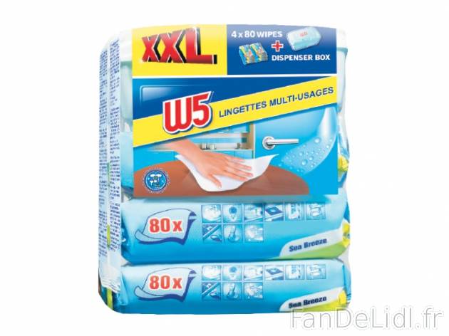 320 lingettes multi-usages , prezzo 5.97 € per Le lot 
- 4 x 80 lingettes 
- ...