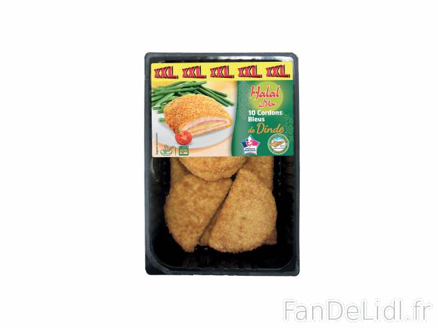 10 cordons bleus de dinde halal , le prix 4.69 € 

Caractéristiques

- Transformé ...