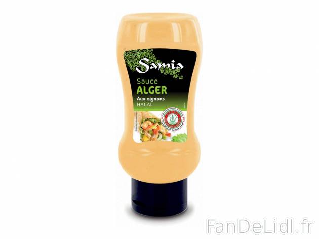 Samia sauce , le prix 1.50 €  
-  Au choix : Alger, samouraï ou blanche