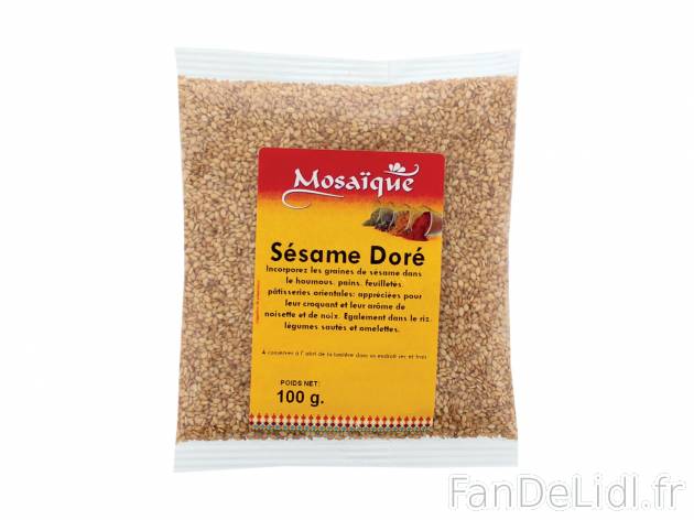 Épices , le prix 0.69 € 
- Au choix : sésame doré, tajine, couscous, curry, ...