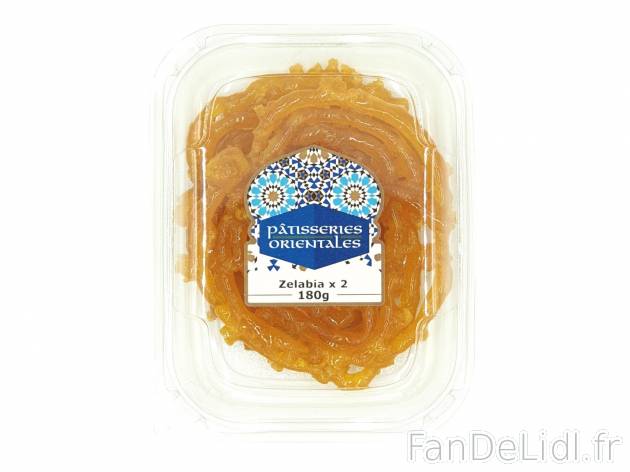 2 zelabias , le prix 1.99 € 
- Spécialités croustillantes nappées de fleur ...