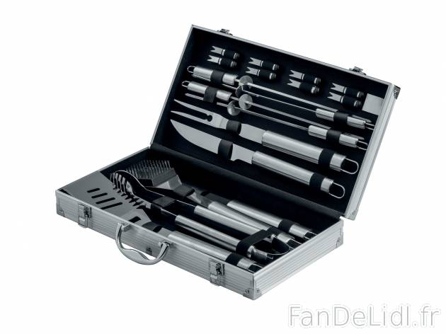 Ustensiles de barbecue , le prix 23.99 € 
- Set de 18
- Mallette contenant : ...