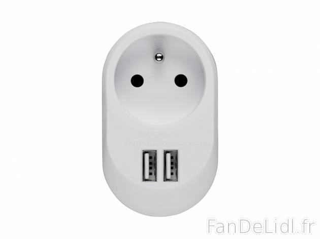 Prise électrique avec ports USB , le prix 5.99 € 
- 2 ports USB supplémentaires ...