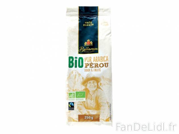 Café moulu du Pérou bio , prezzo 2.99 € per 250 g, 1 kg = 11,96 € EUR.