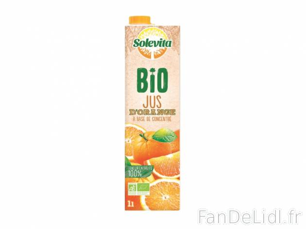 Jus d&apos;orange bio , prezzo 1.39 € per La brique de 1 L 
- A base de concentré ...