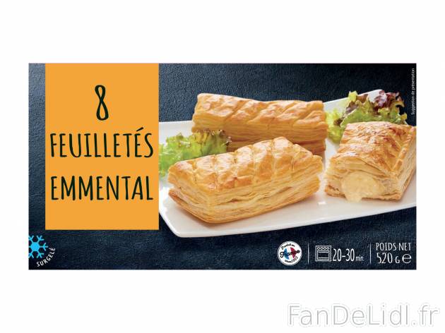 Feuilletés emmental , le prix 1.79 €  

Caractéristiques

- surgelées