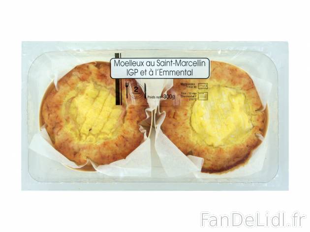 Moelleux au Saint Marcellin IGP et à l’emmental en , le prix 3.79 € 

Caractéristiques

- ...