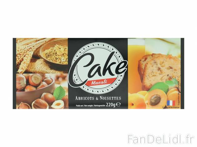 Cake muesli abricot & noisettes pré tranché , le prix 1.19 €