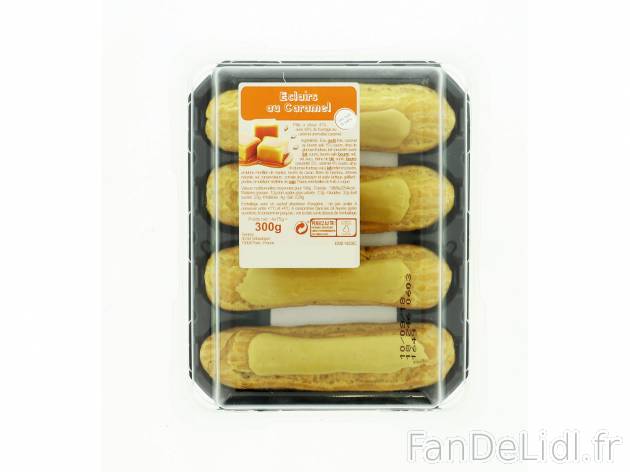 4 éclairs saveur caramel , le prix 2.99 € 

Caractéristiques

- Transformé ...