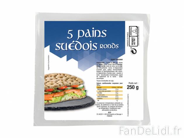 Pain suédois rond , le prix 1.69 €  
-  Inédit chez Lidl
