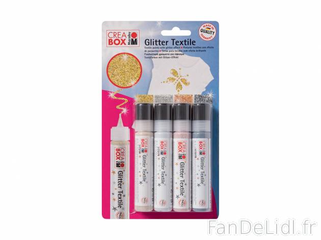 Feutres ou peinture pour textile Crea Box, Marabu, le prix 4.99 € 
- Lot de 4 ...