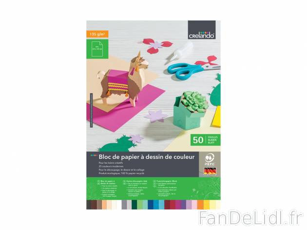 Bloc de papier ou de carton de couleur chez , le prix 2.99 € 
- Bloc de papier ...