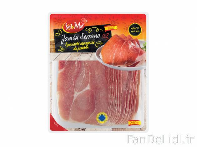 Jamón Serrano STG , le prix 3.55 € 
- Affiné 11 mois
Caractéristiques

- ...