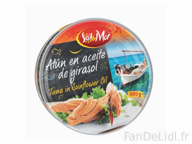 Thon à l’huile de tournesol , le prix 4.99 €