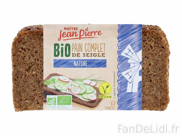 Pain de seigle complet Bio aux céréales chez , le prix 1.75 € 
- Au choix : ...