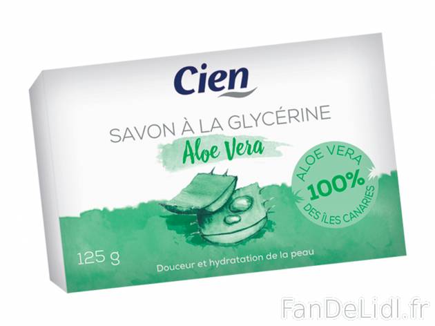 Savon à la glycérine et à l’aloe vera , le prix 2.99 € 
- La glycérine ...