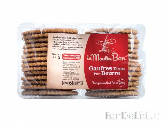 Gaufres fines pur beurre , prezzo 1.59 € per 300 g au choix, 1 kg = 5,30 € EUR. ...
