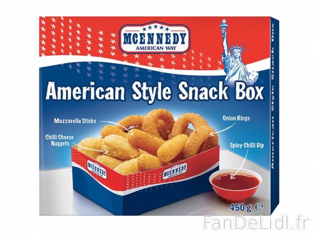 Snack box , prezzo 3.19 € per 450 g, 1 kg = 7,09 € EUR. 
- Composée de beignets ...