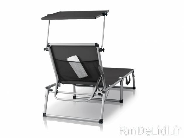 Bain de soleil en aluminium , le prix 49.99 € 
- 120 kg max.
- Pare-soleil ajustable
- ...