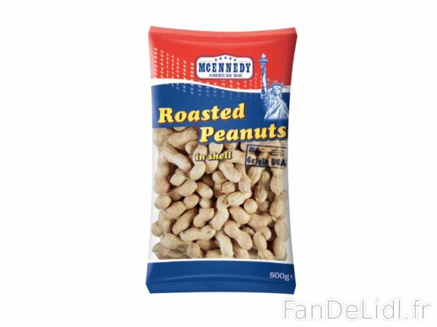 Cacahuètes en coques grillées , prezzo 1.99 € per 500 g, 1 kg = 3,98 € EUR.