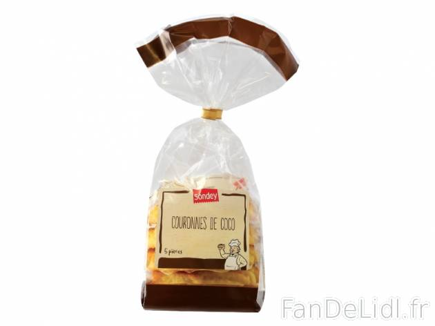Couronnes ou macarons à la noix de coco , prezzo 1.39 € per 300/350 g au choix, ...