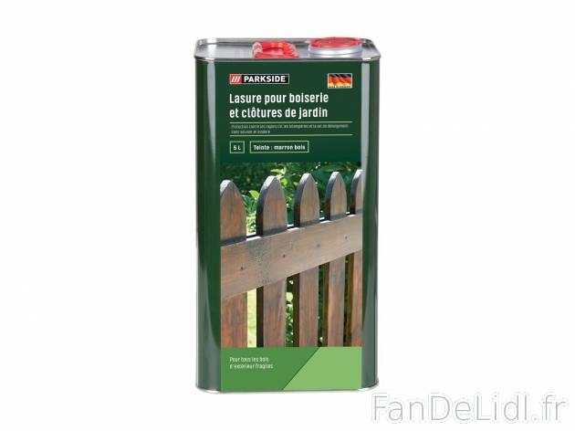 Lasure pour boiserie et clôtures de jardin , le prix 11.99 € 
- 5 L
- Protection ...